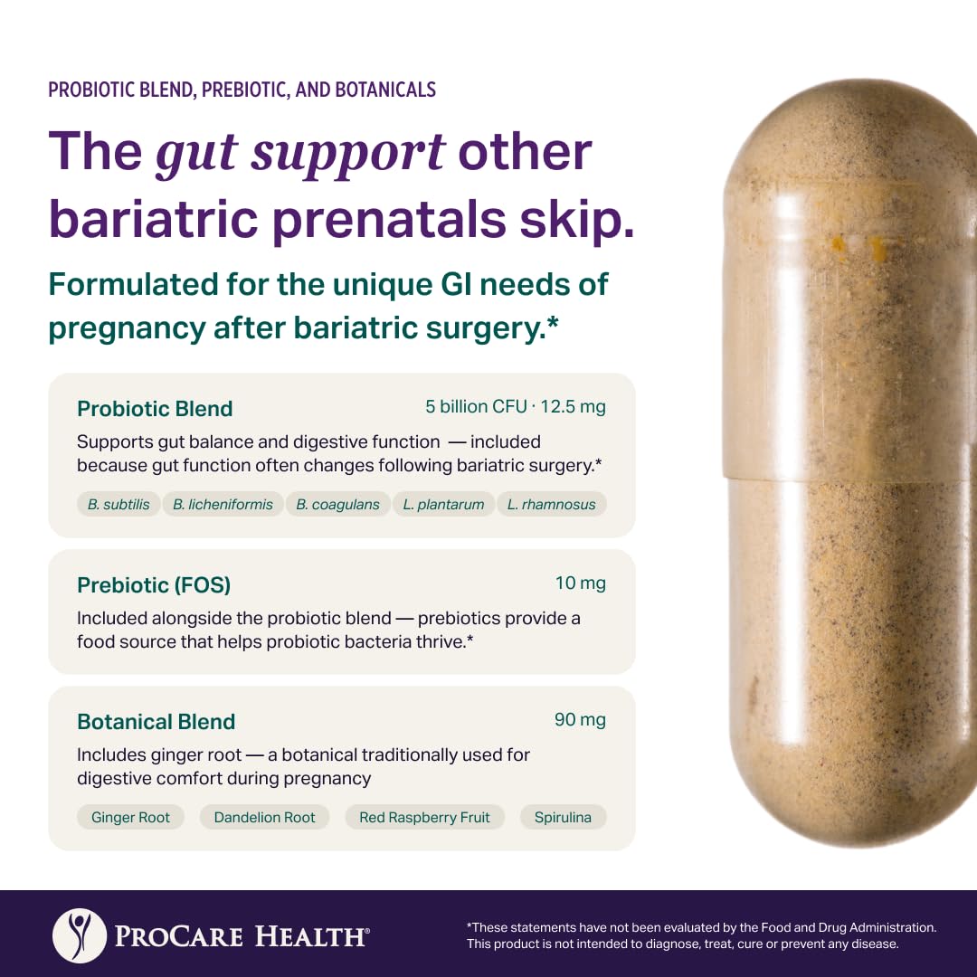 ProCare Health Bariatric Prenatal Multivitamin nutritional information label