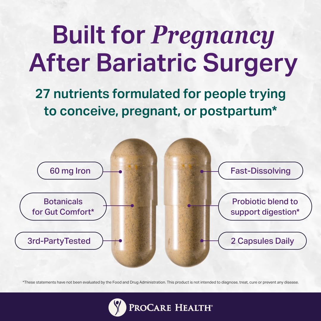 ProCare Health Bariatric Prenatal Multivitamin with a glass of water