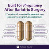 ProCare Health Bariatric Prenatal Multivitamin with a glass of water