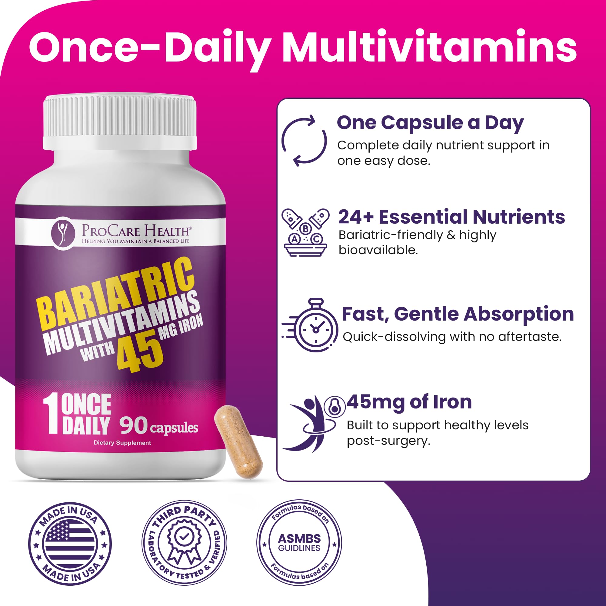 ProCare Health Multivitamin for Bariatric Patients on a kitchen counter