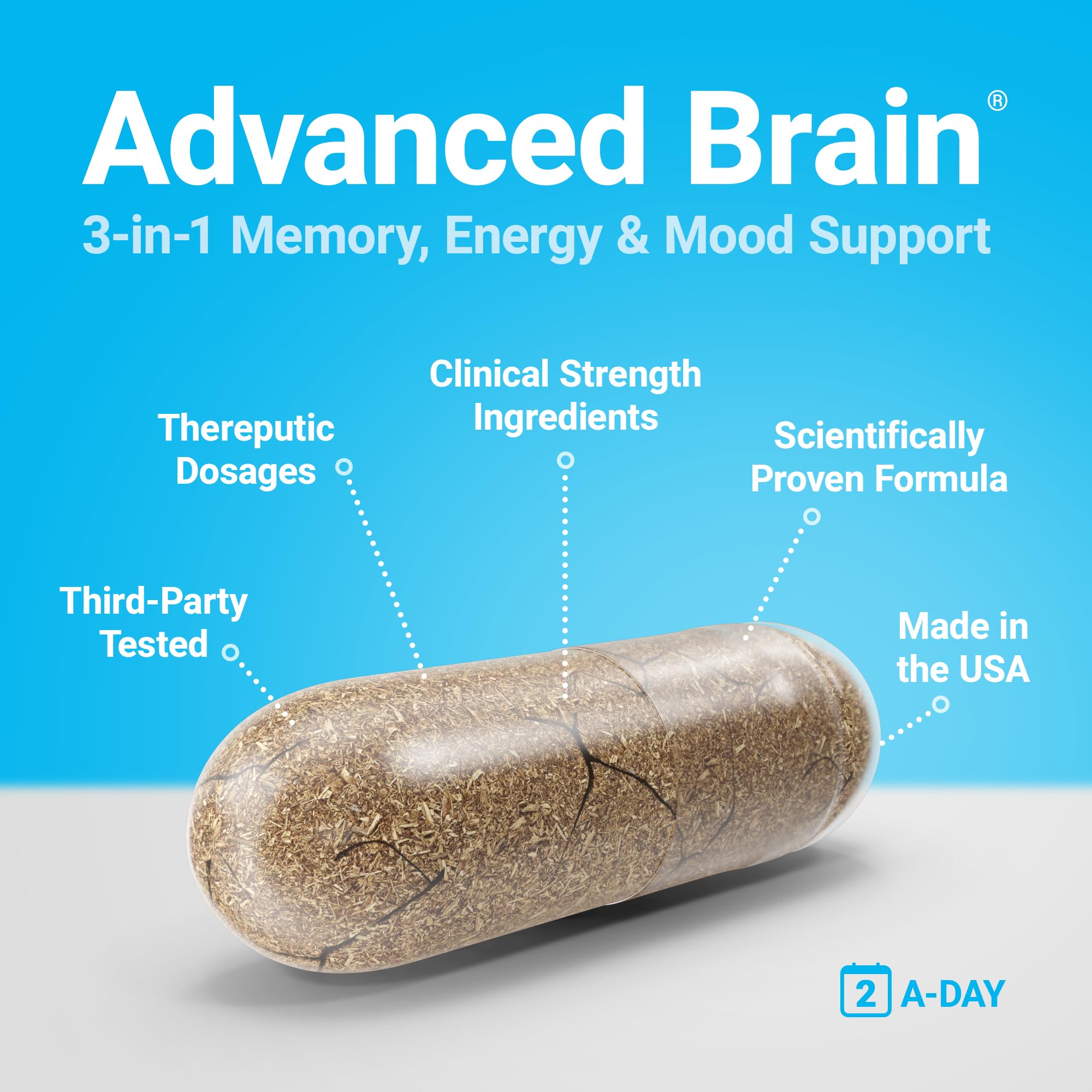 Procera Advanced Brain Ginkgo Biloba supplement back view with ingredient list
