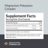 PROFESSIONAL COMPLEMENTARY HEALTH FORMULAS Magnesium & Potassium Capsules packaging