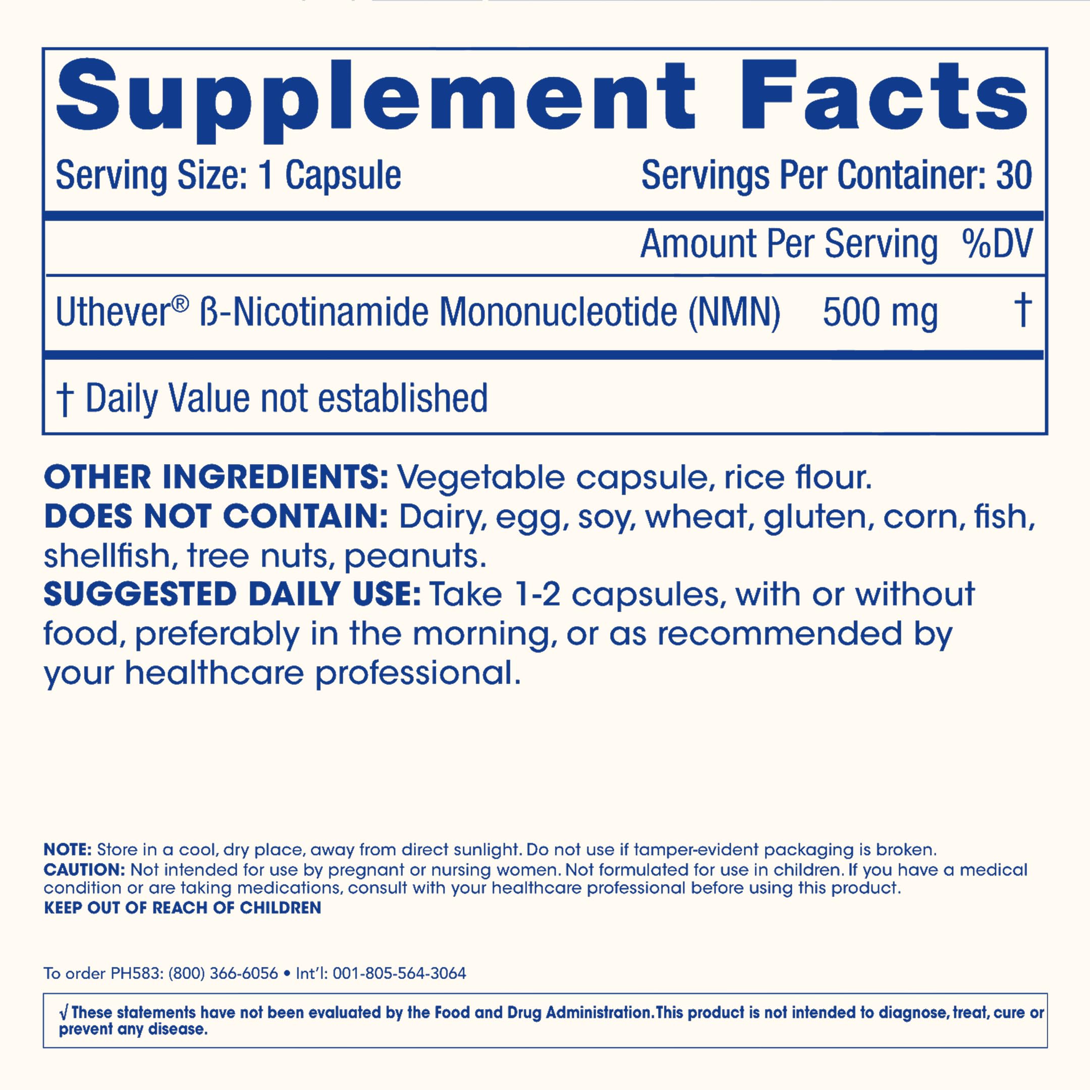 ProHealth B3 (Niacin) 500mg Uthever NMN Capsules with a measuring spoon