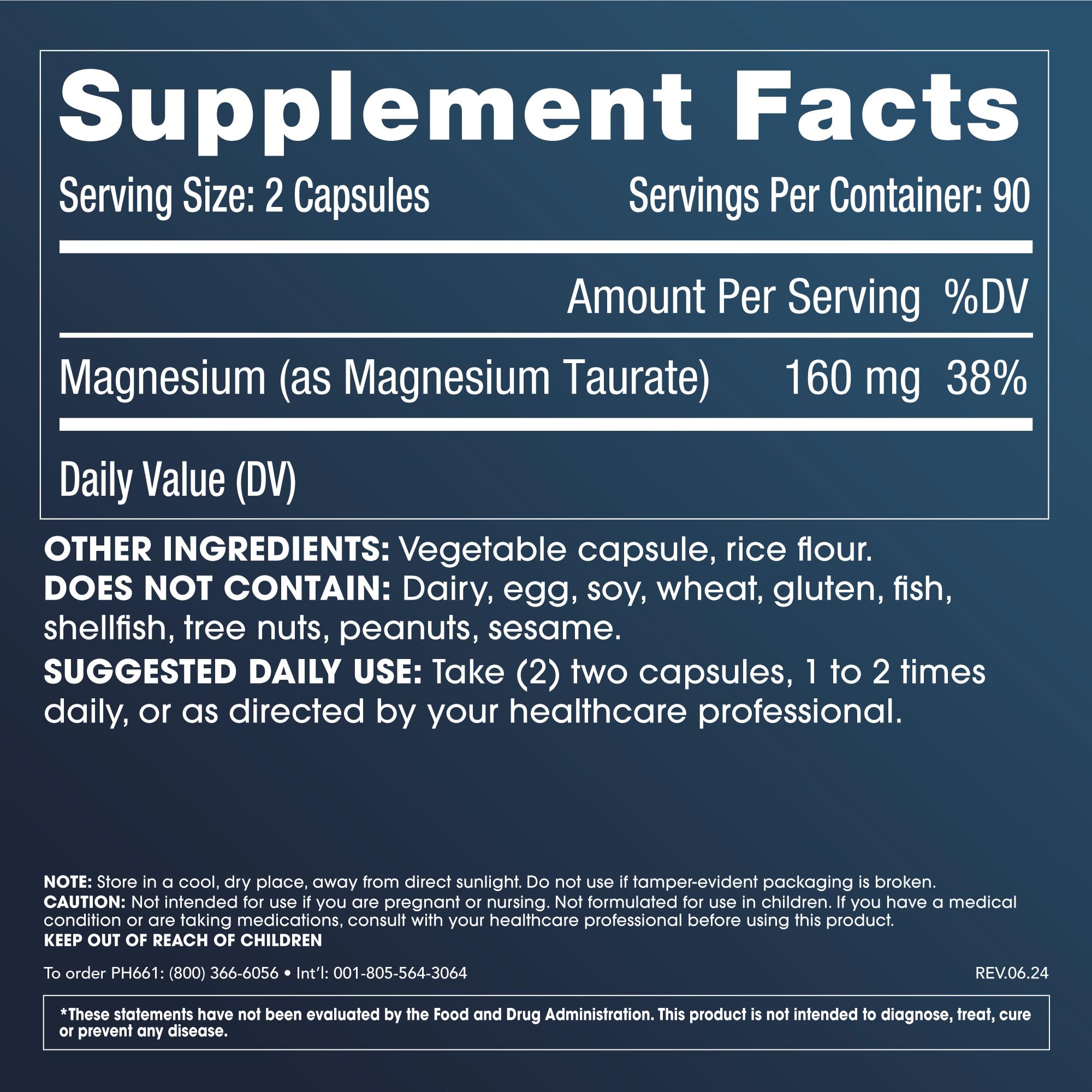 ProHealth Pure Magnesium Taurate 160mg 90 Capsules side view