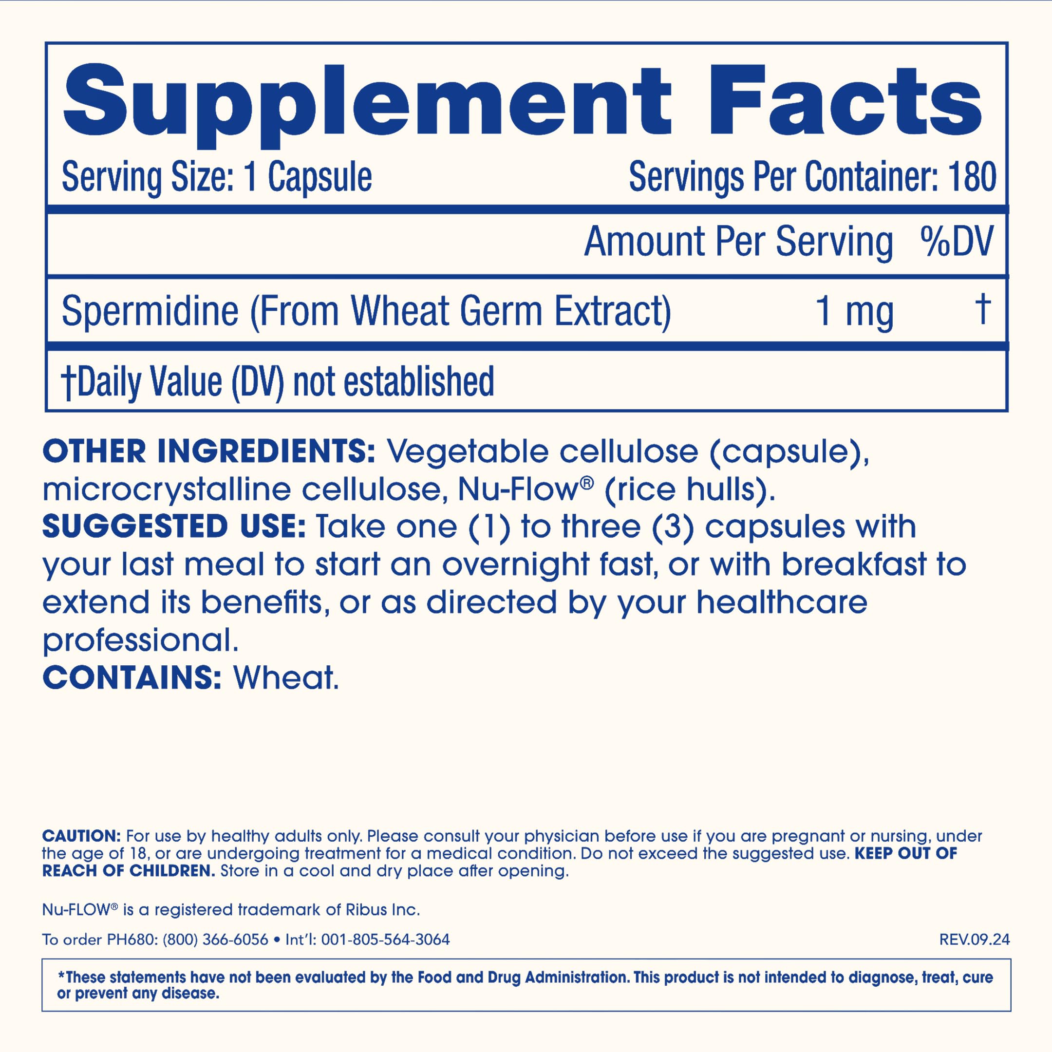 ProHealth Pure Spermidine ingredients list