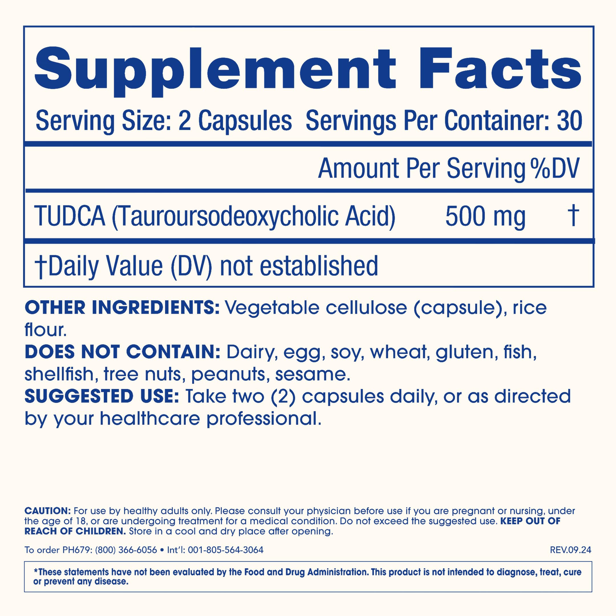 ProHealth Pure TUDCA 500mg capsules opened to show contents