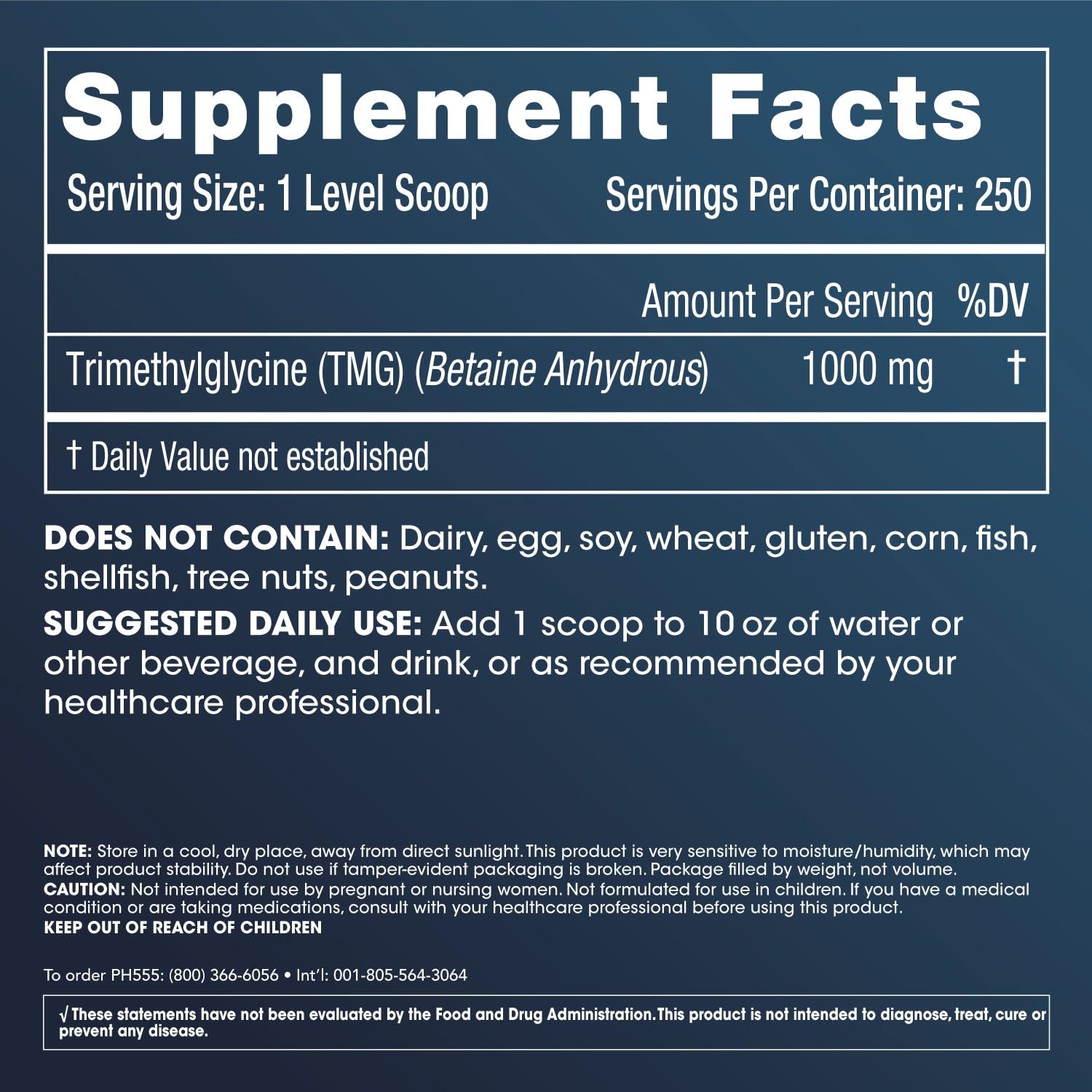 ProHealth TMG Powder 1000mg container side view