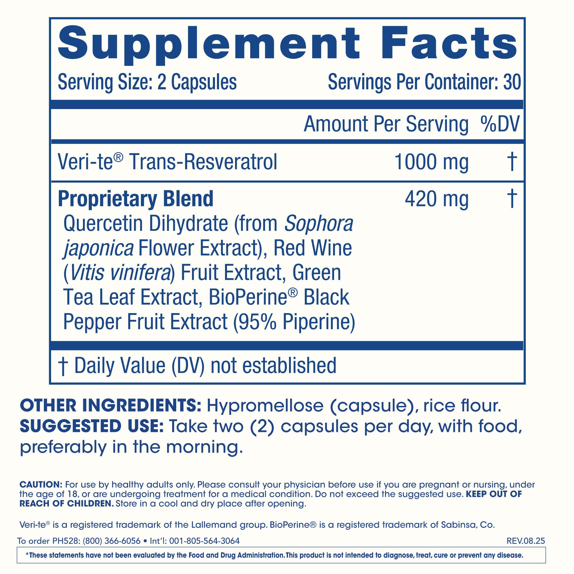 ProHealth Trans-Resveratrol capsules on a wooden table