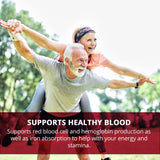 Prohemia Iron Supplement 60 Tablets back view with ingredients