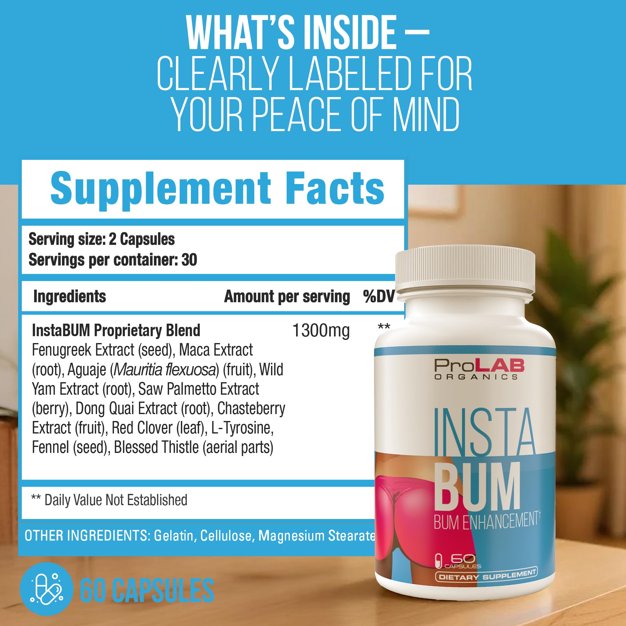 ProLab Organics InstaBum Capsules lifestyle scene on a table