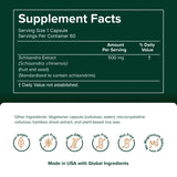 Prominent Nutrition Daily Schisandra Supplement 500mg back view with ingredients