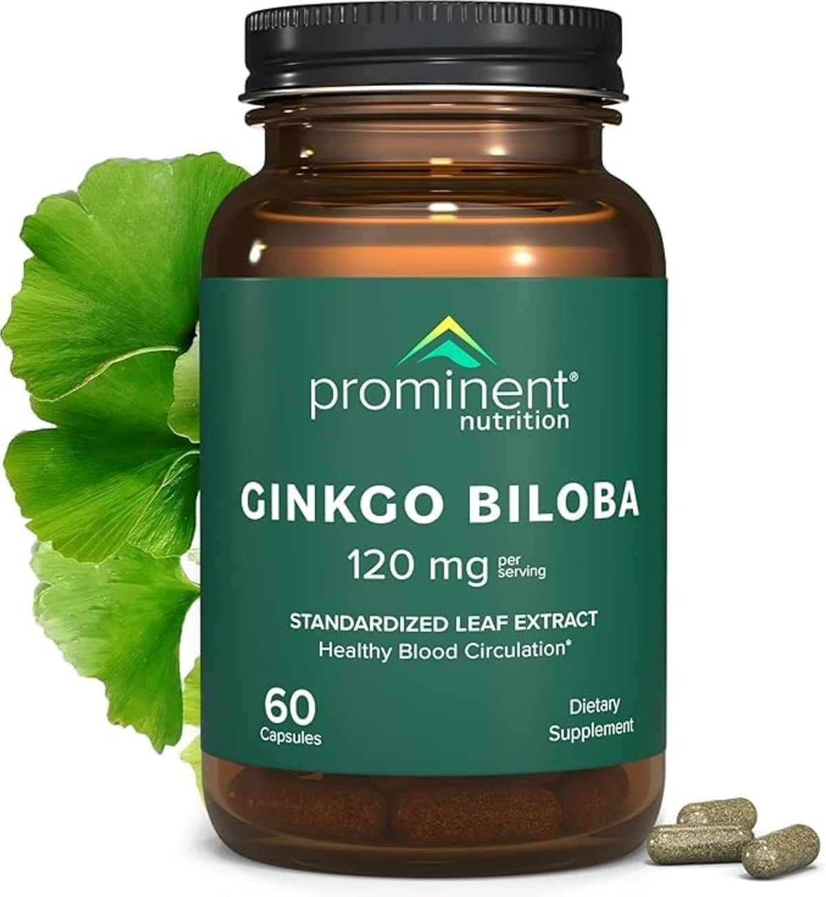 Prominent Nutrition Ginkgo Biloba 120mg capsules front view