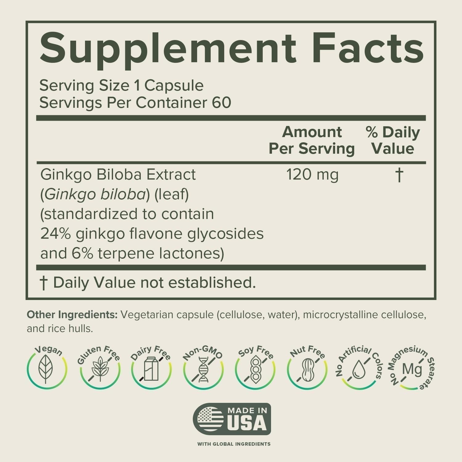Prominent Nutrition Ginkgo Biloba capsules side view