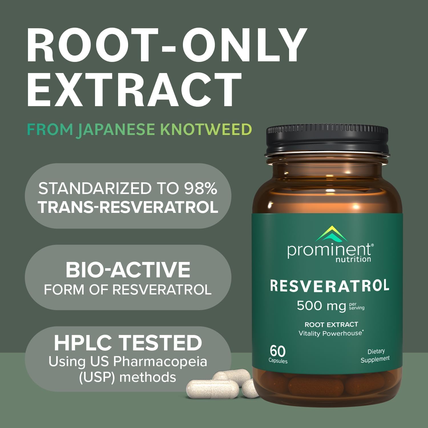 Prominent Nutrition Trans-Resveratrol supplement with measuring spoon