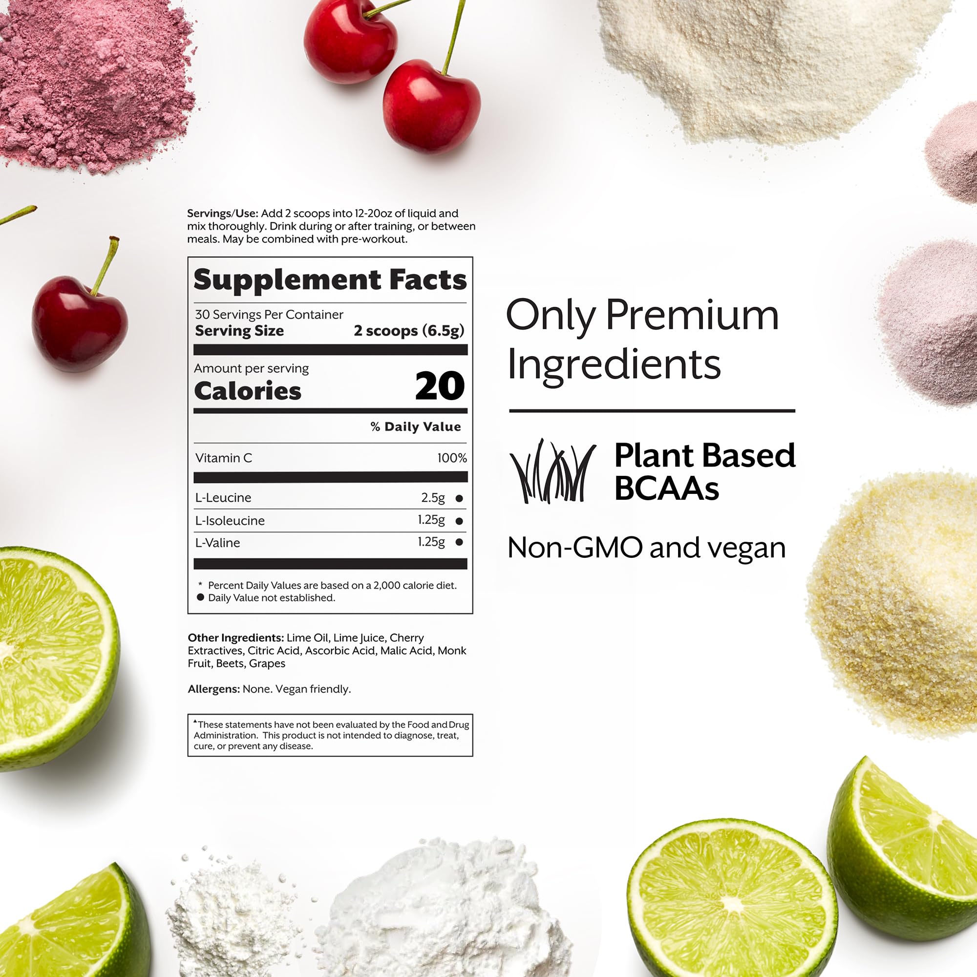ProMix Nutrition BCAA Powder Cherry Lime 200g back view