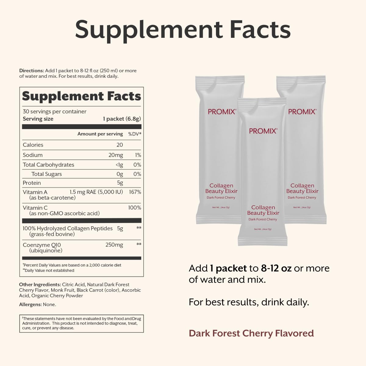 ProMix Nutrition Collagen Peptides 210g ingredients list