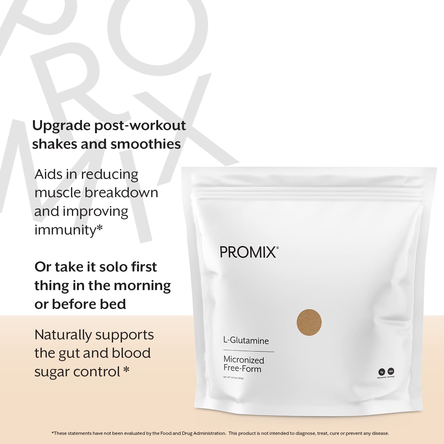 ProMix Nutrition L-Glutamine Powder 939g side view