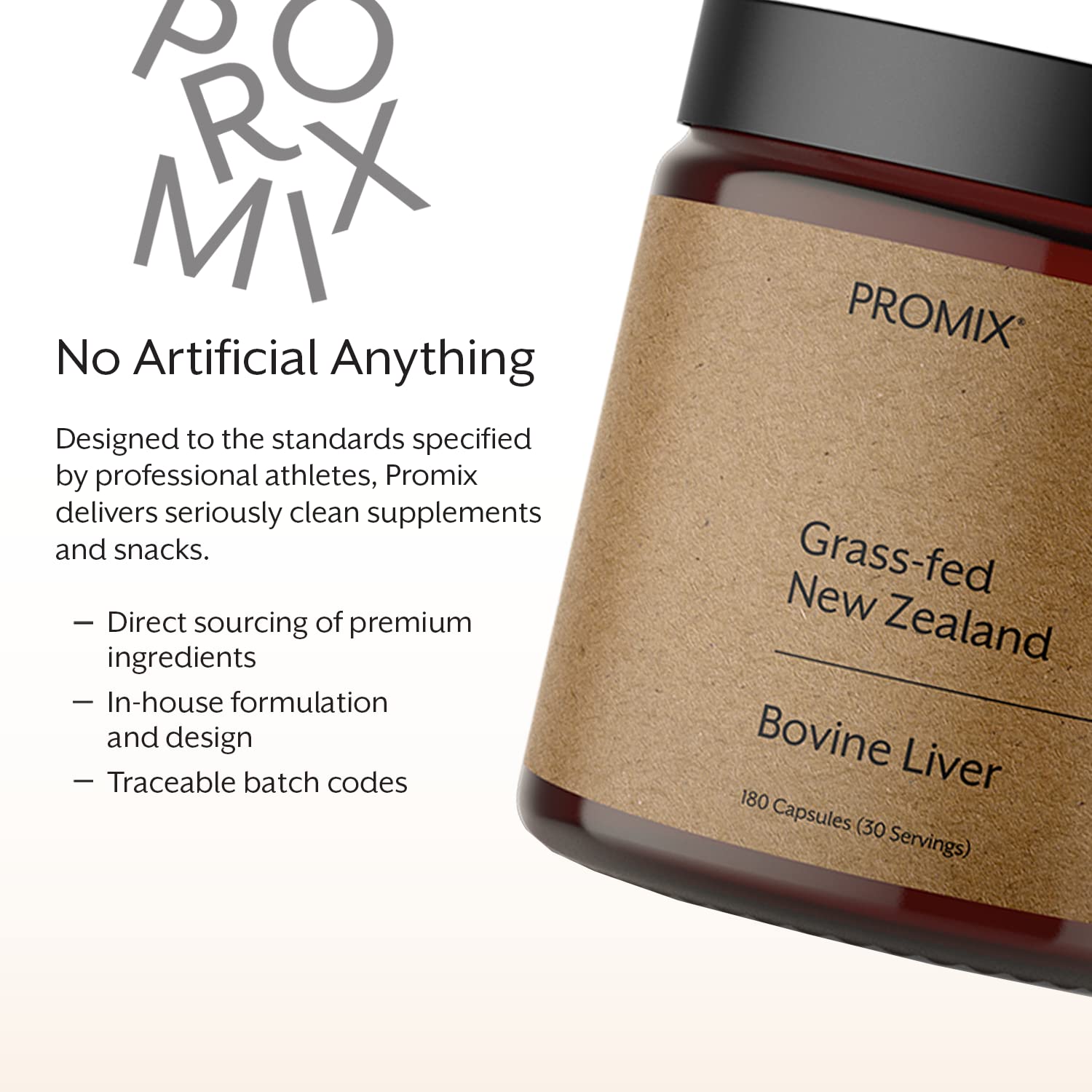 ProMix Nutrition Raw Liver Capsules nutritional information on packaging