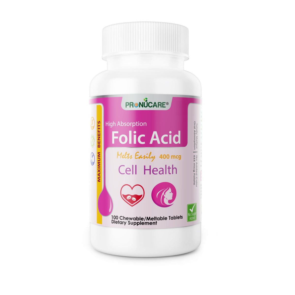PRONUCARE Folic Acid Buccal Lozenge 400 mcg Tablets front view