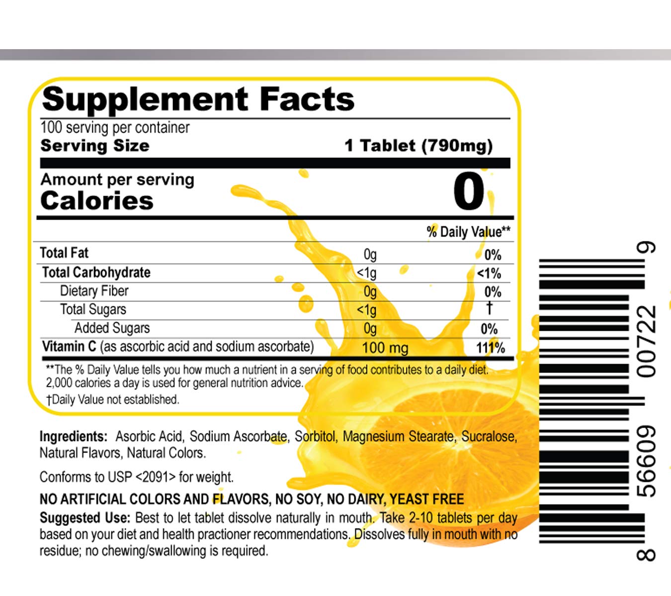 PRONUCARE Vitamin C Buccal Lozenge ingredients list on packaging