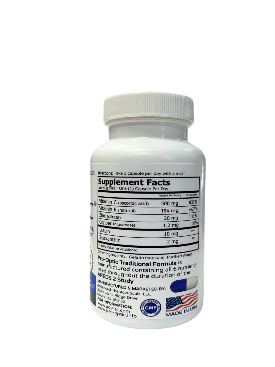 PROOPTIC Lutein Supplement nutritional information