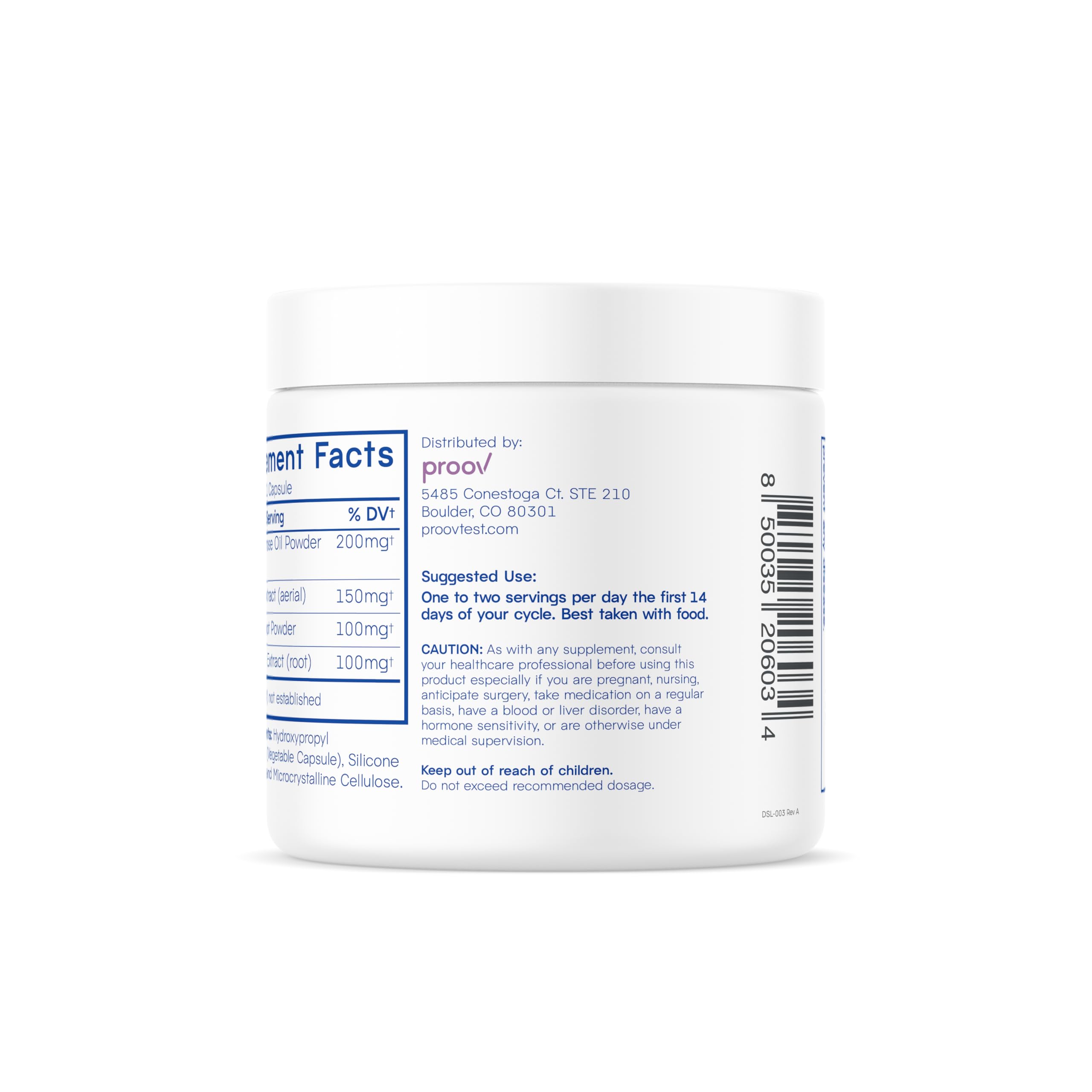 Proov Evening Primrose Supplement packaging dimensions