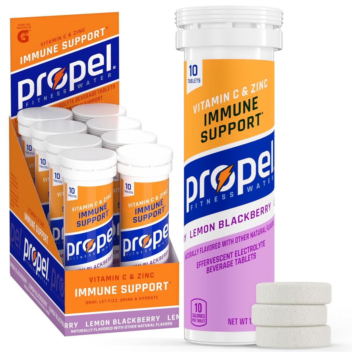 Propel daily wellness Support Tablets Lemon Blackberry front view