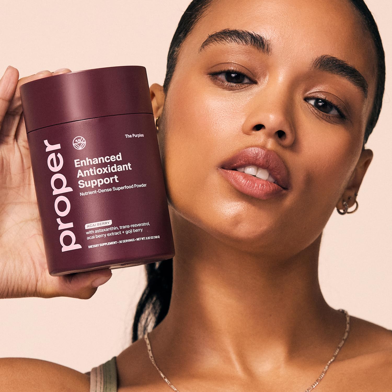 Proper Antioxidant Drink Powder lifestyle shot with fruits