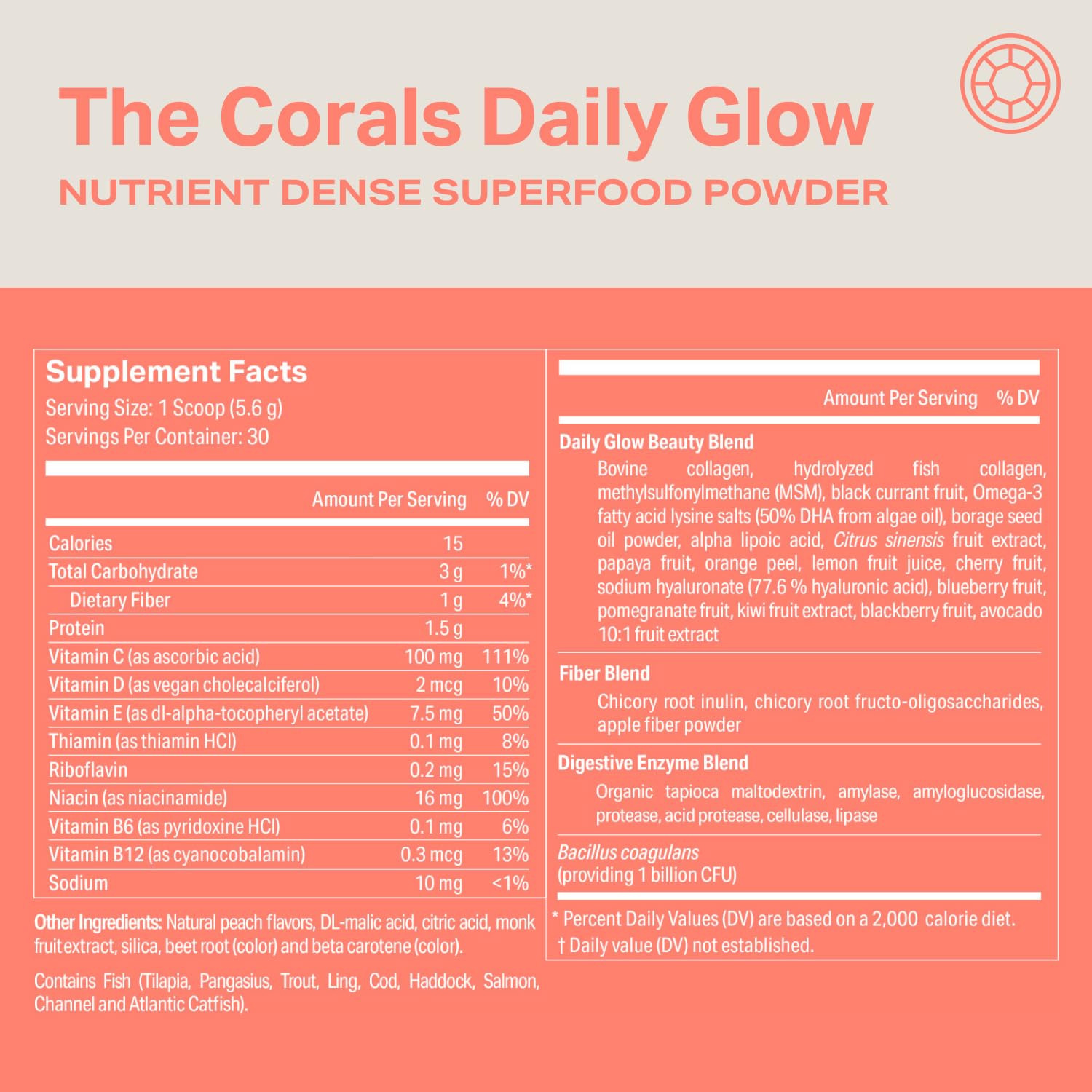 Proper Daily Glow Beauty Blend 231g peach flavour close-up