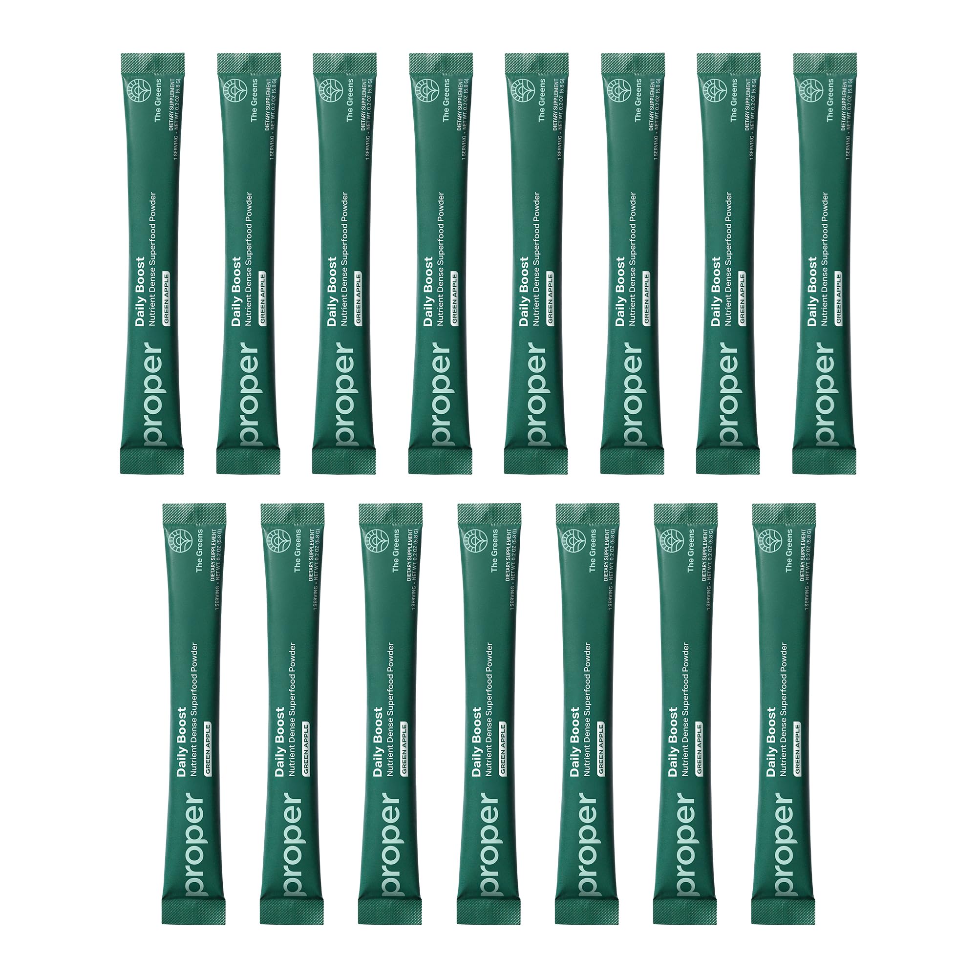 Proper Essential Greens Powder 109g scoop with green powder