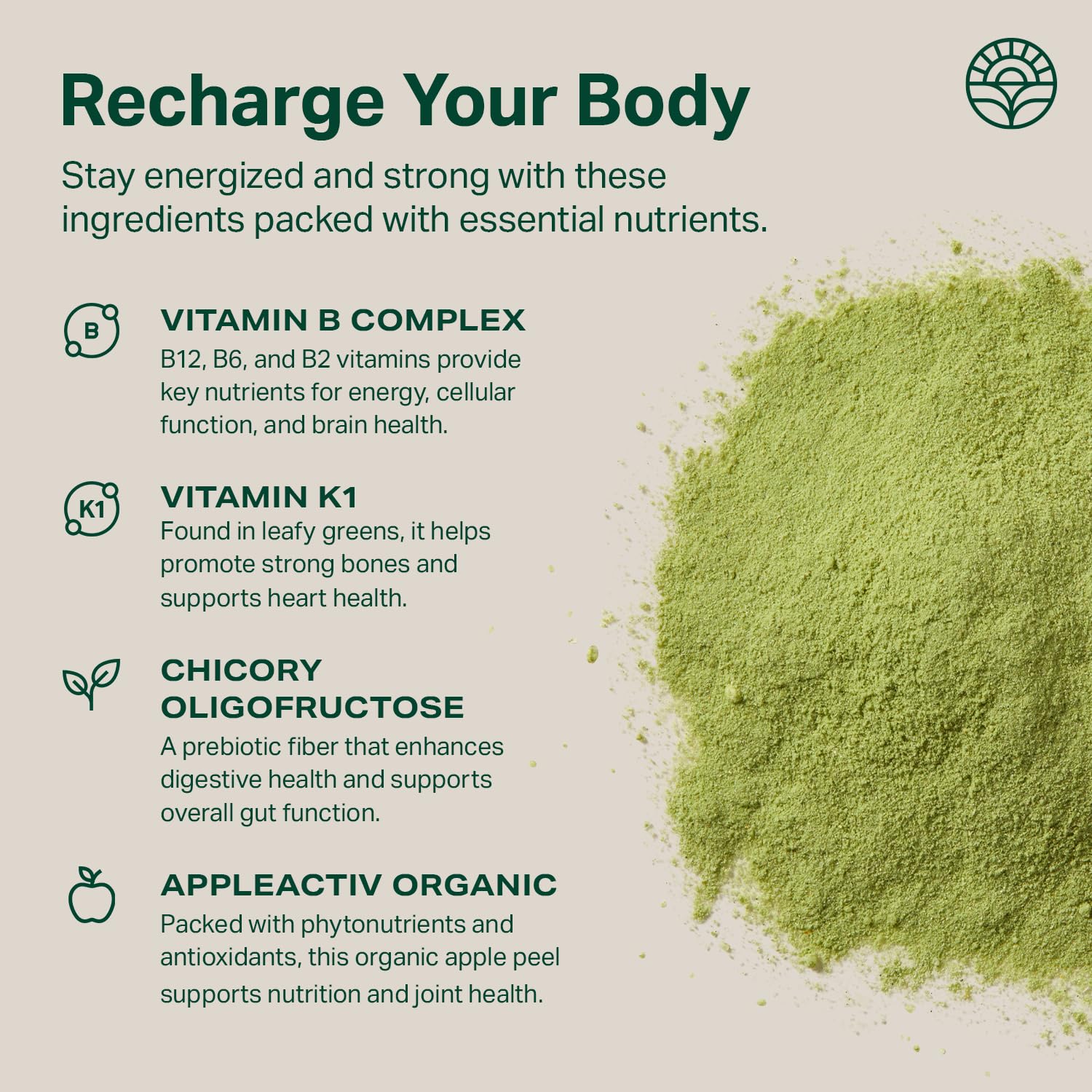 Proper Essential Greens Powder 109g showing ingredients list