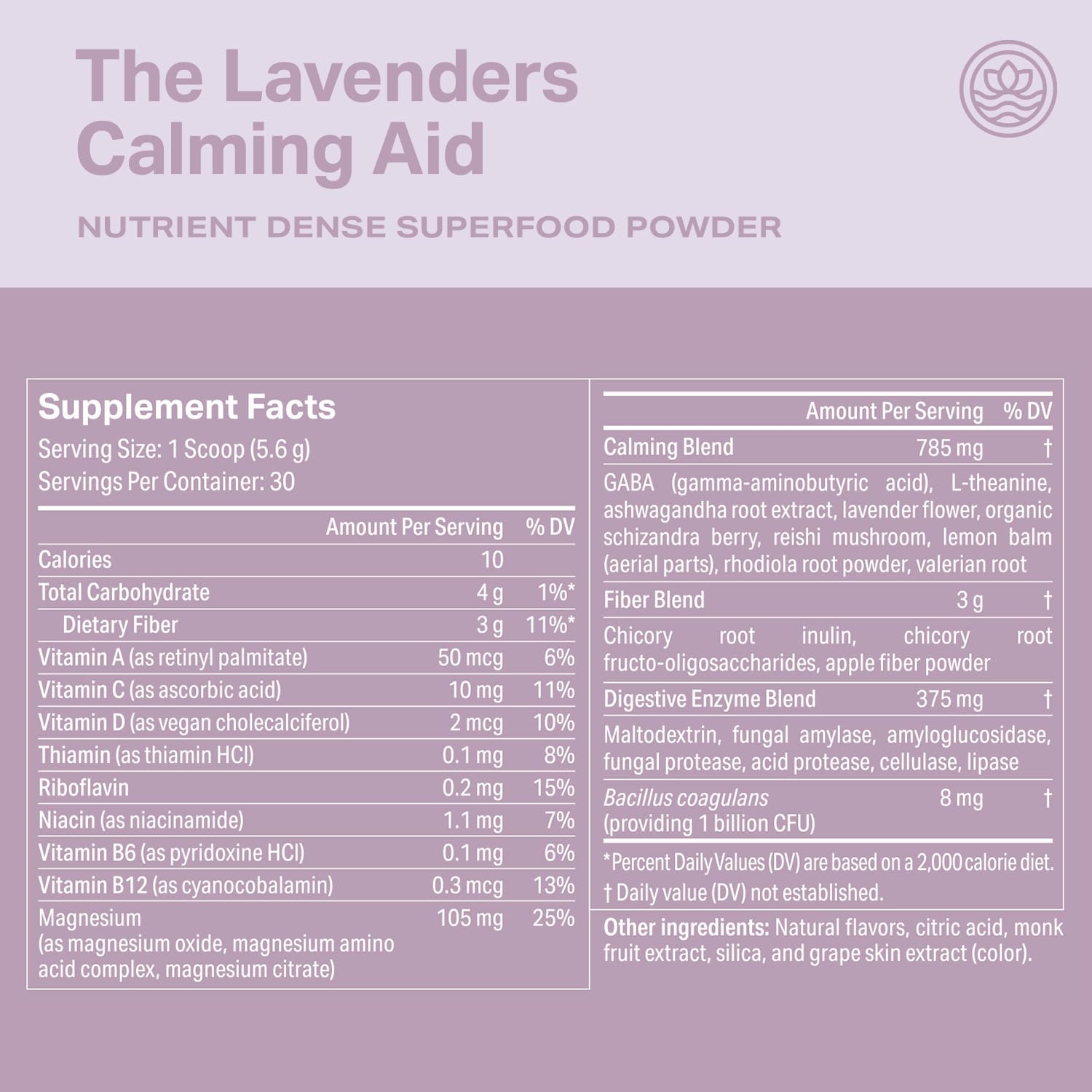 Proper Magnesium Supplement back view showing serving size