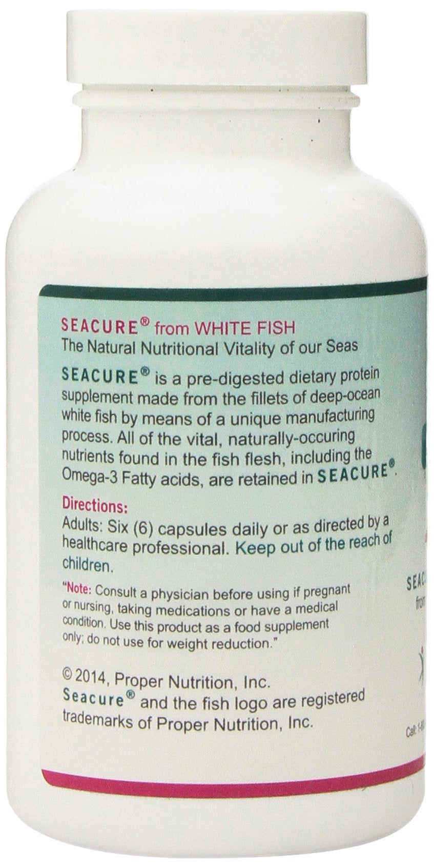 Proper Nutrition Seacure 180 caps bottle with label