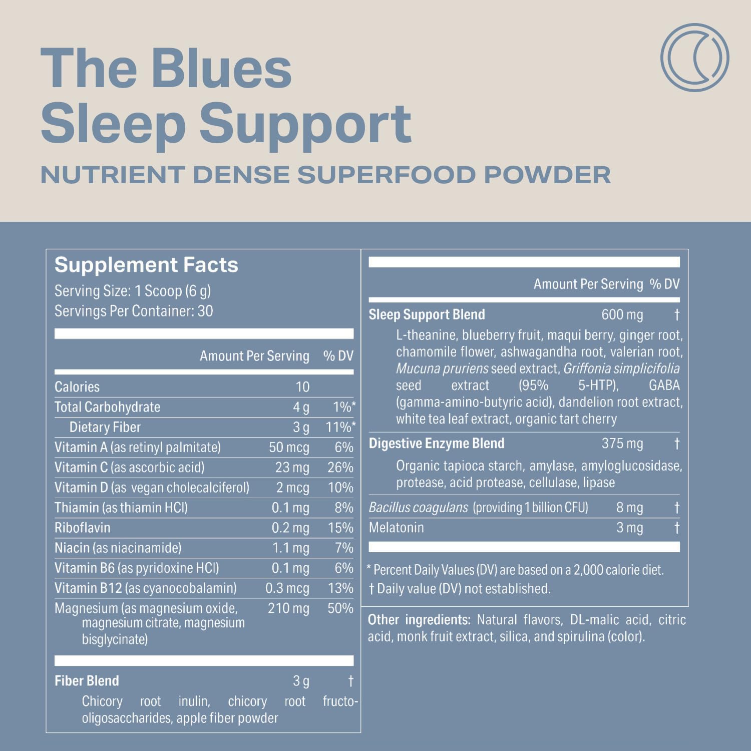 Proper Sleep Powder scoop with powder on a wooden table