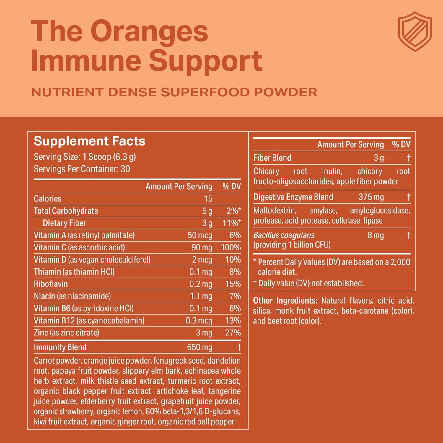 Proper Vitamin C Powder nutritional information on back of packaging
