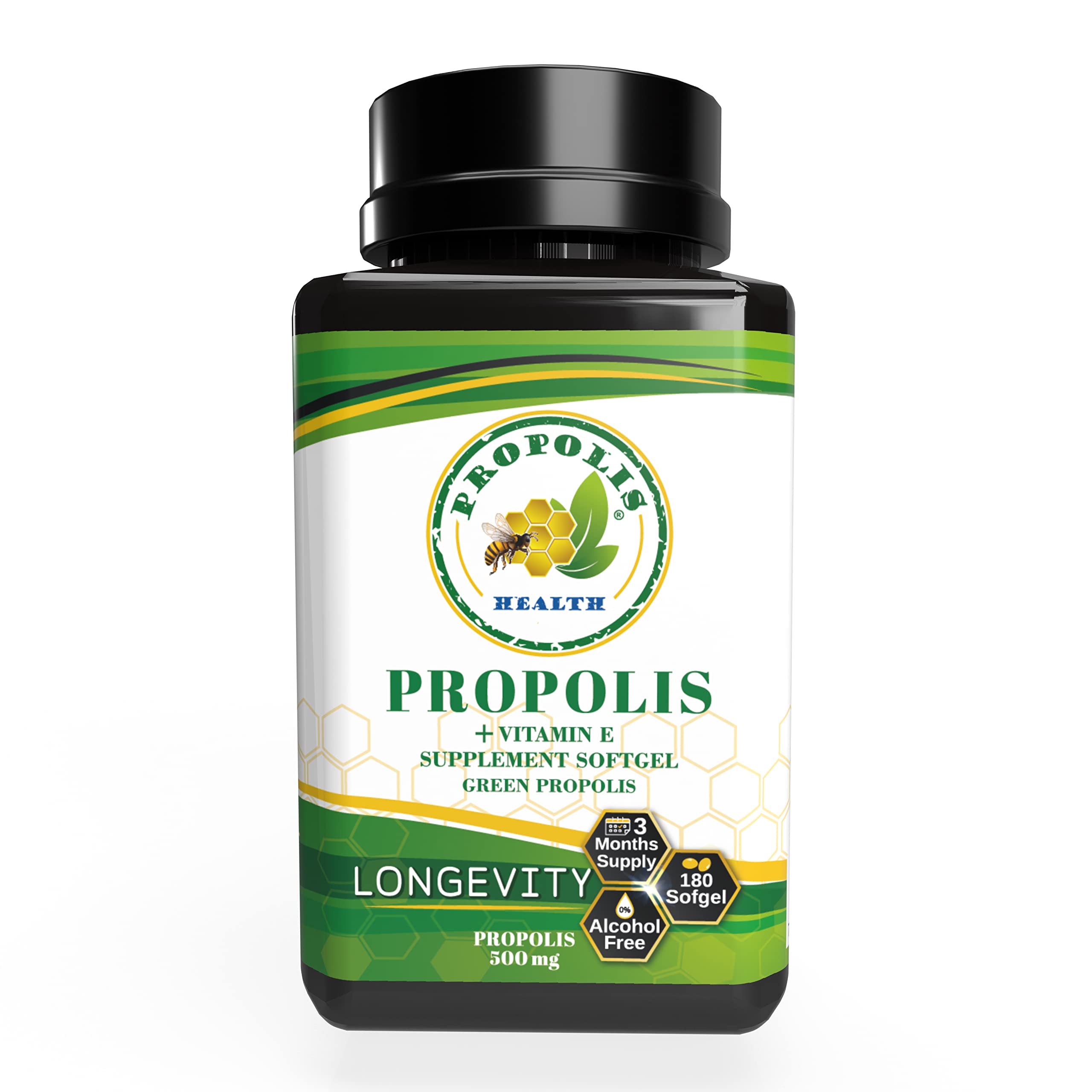 Propolis Health Bee Propolis Softgel back view with ingredient list