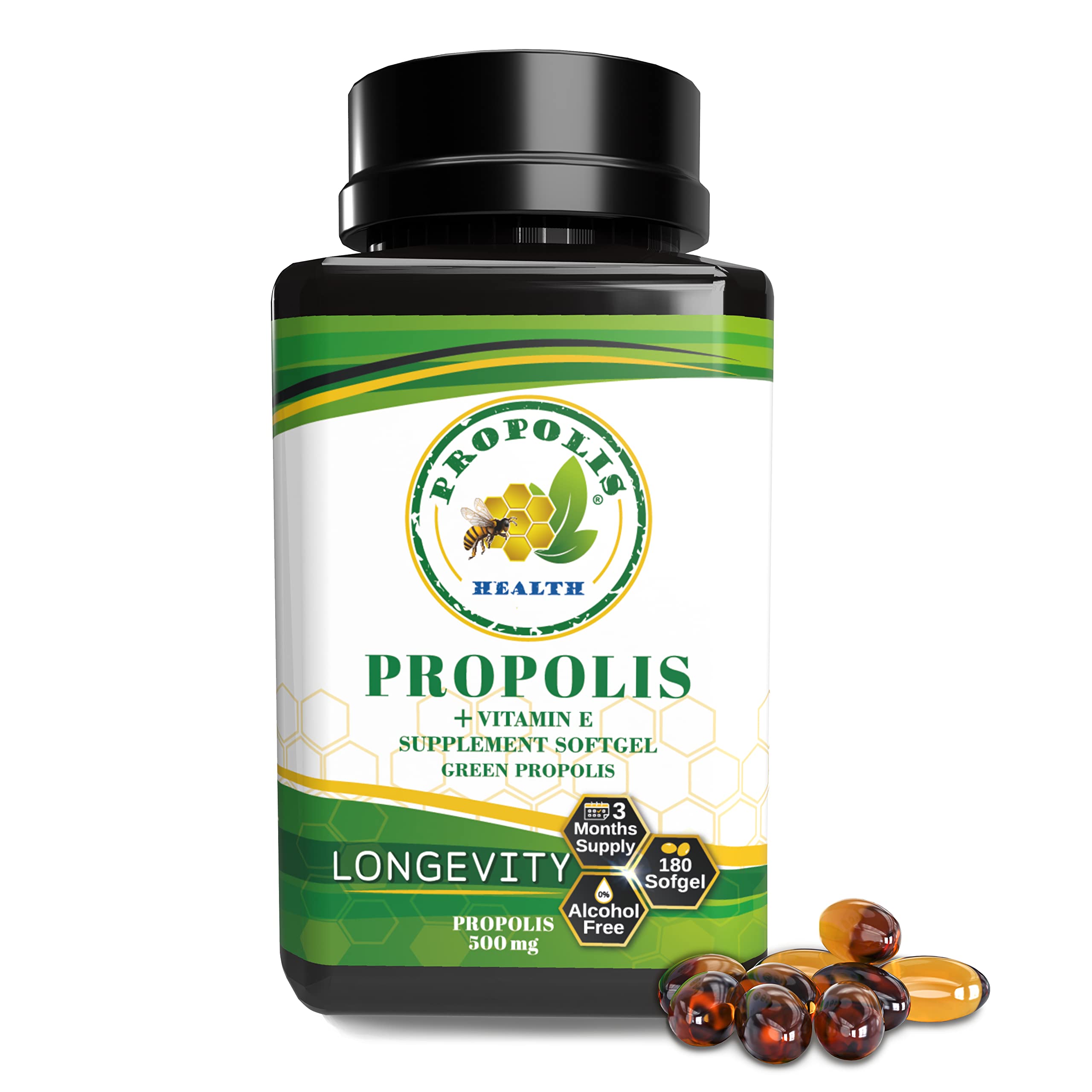 Propolis Health Bee Propolis Softgel front view with packaging