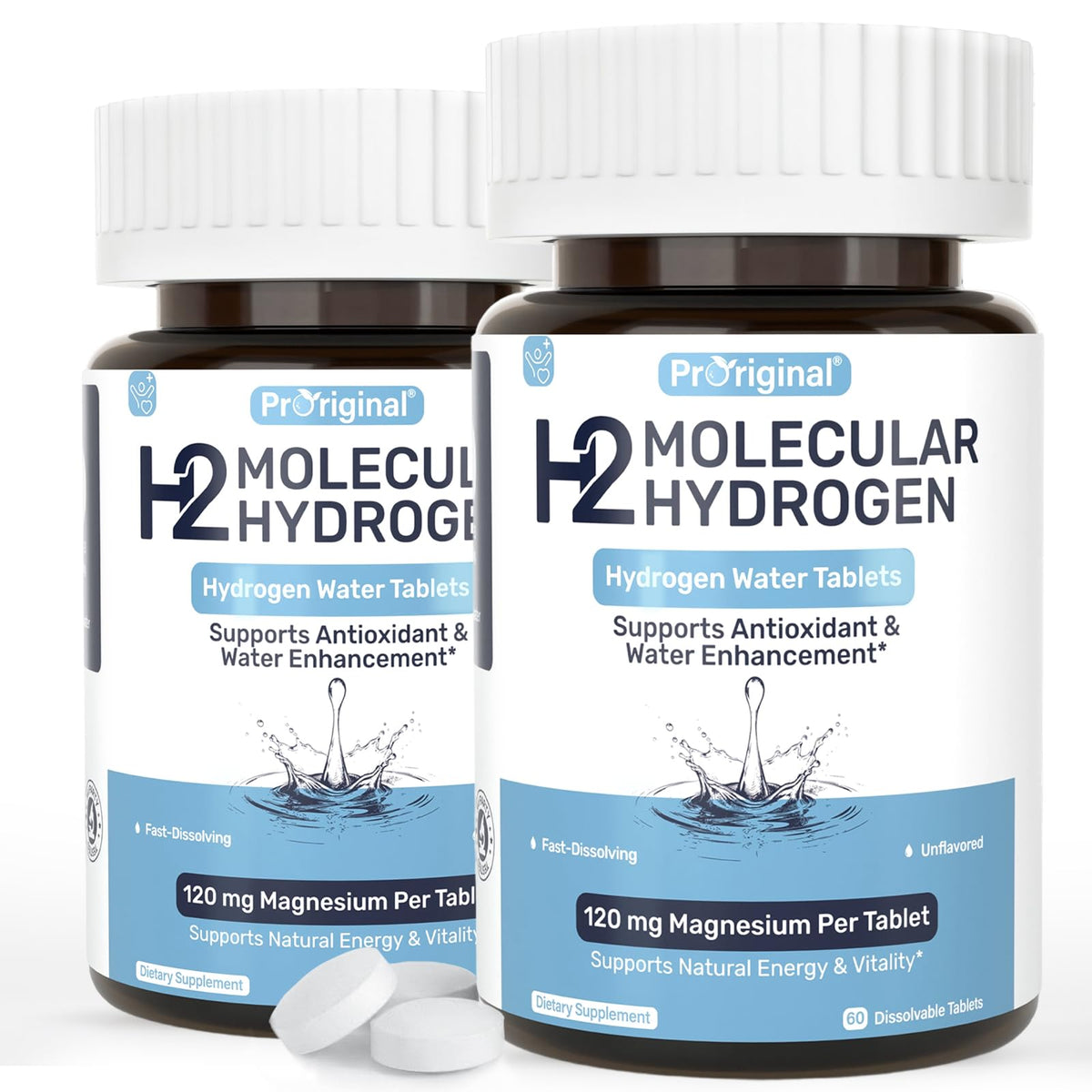 Proriginal Magnesium Hydrogen Water Tablets 120mg front view