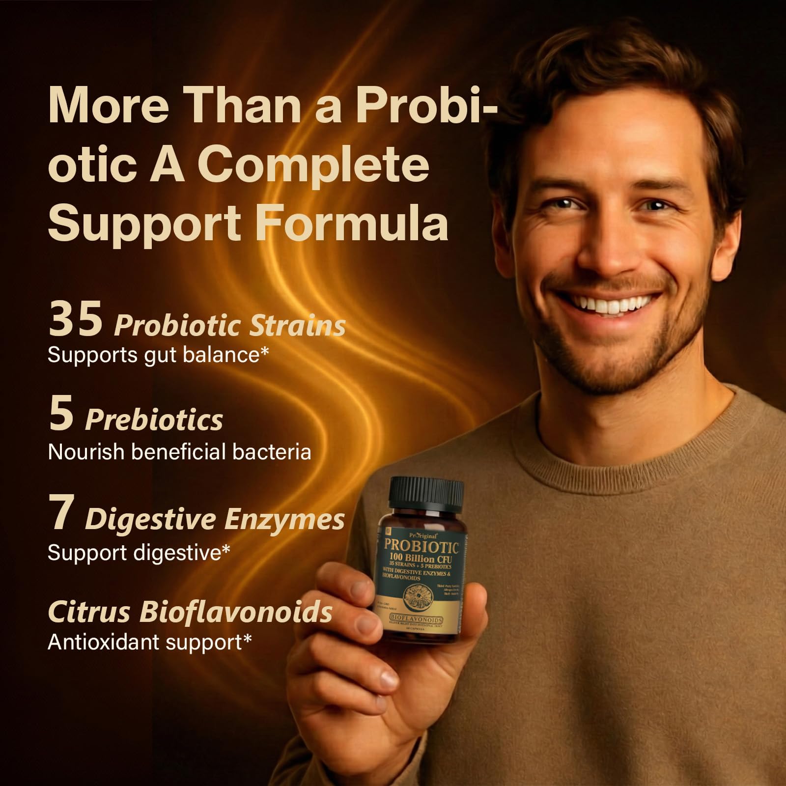 Proriginal Probiotics 100 Billion CFU bottle with a measuring spoon