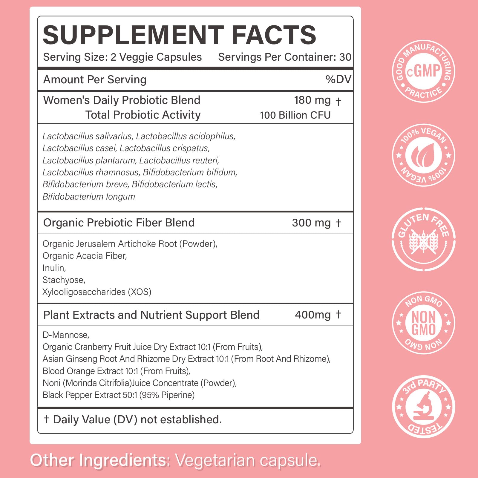 Proriginal Women’s Probiotic 100 Billion CFU capsule bottle side view