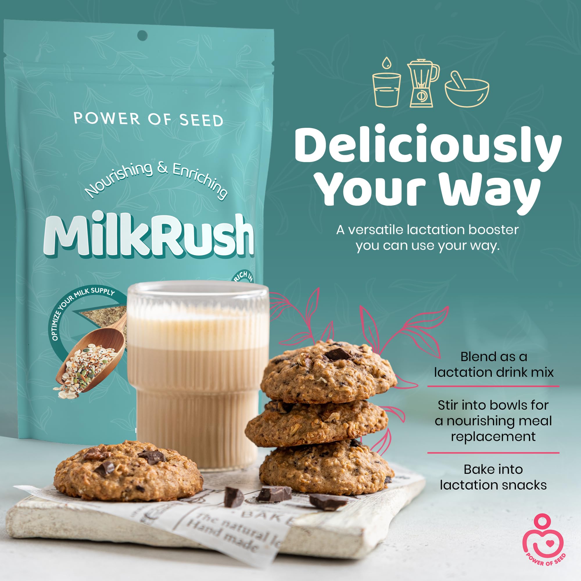 Proseed Lactation Protein Powder scoop with powder