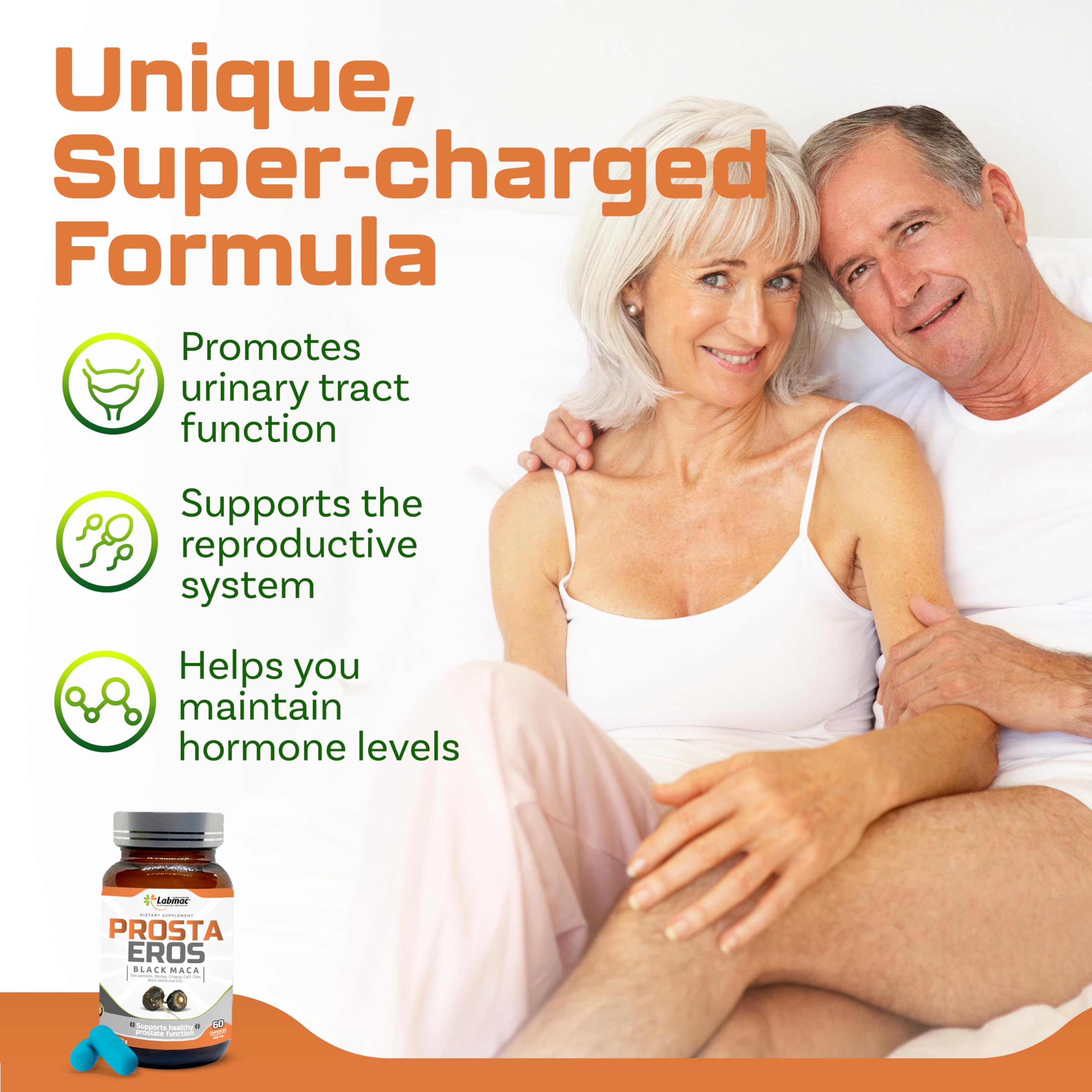 Prosta Eros Herbal Supplement with zinc next to a glass of water
