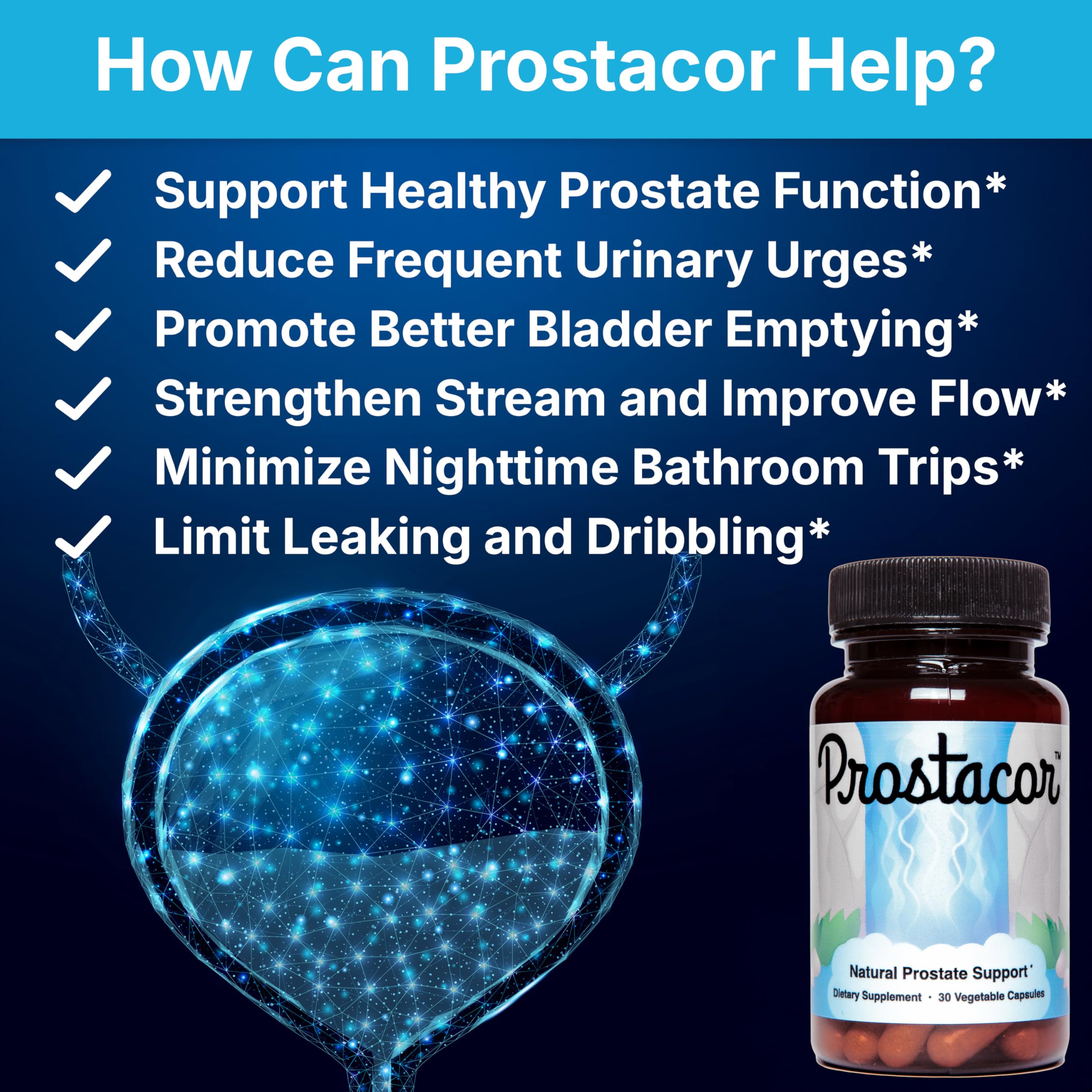 Prostacor Prostate Support Supplement 60 Capsules side view