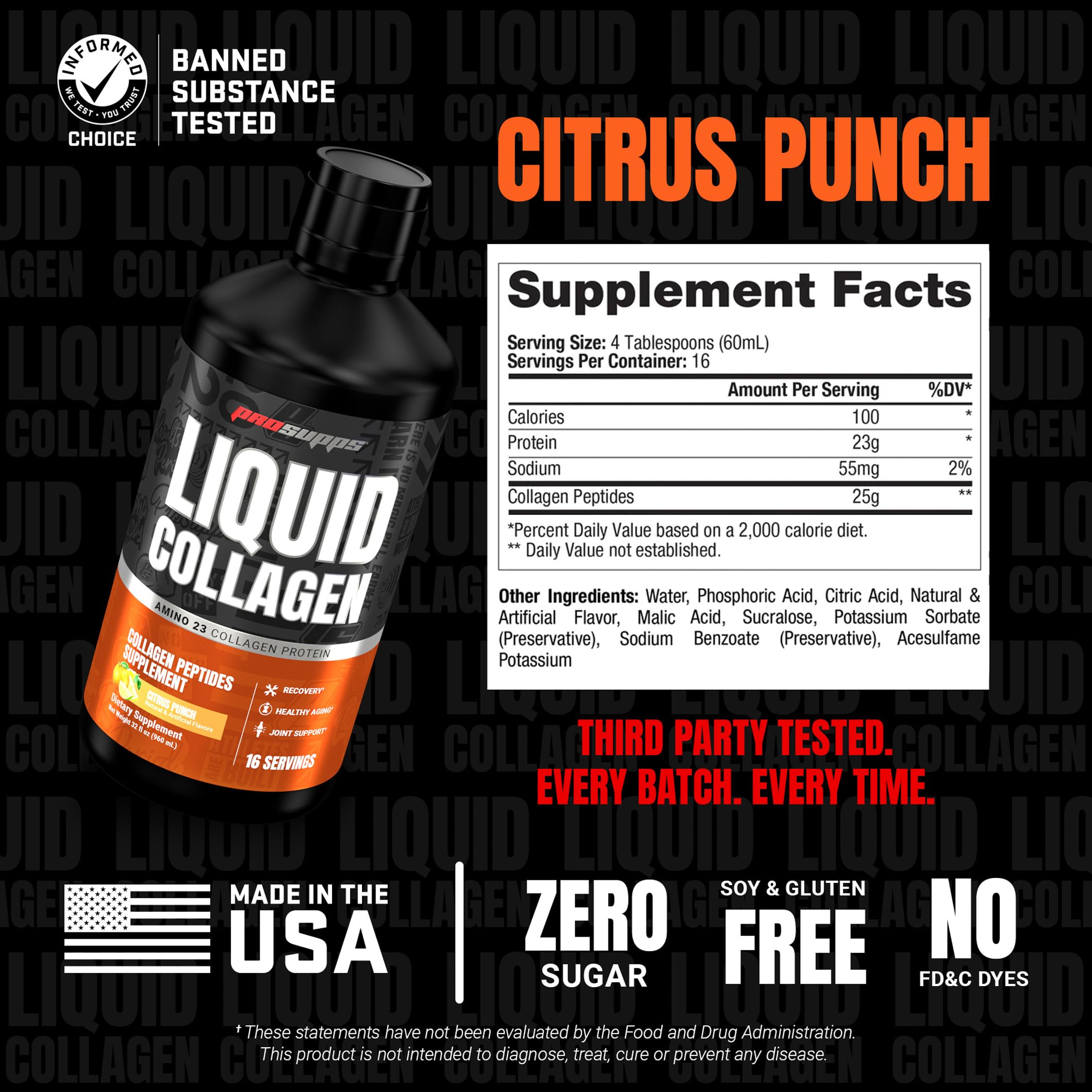 ProSupps Amino 23 Liquid Collagen Citrus Punch on kitchen counter