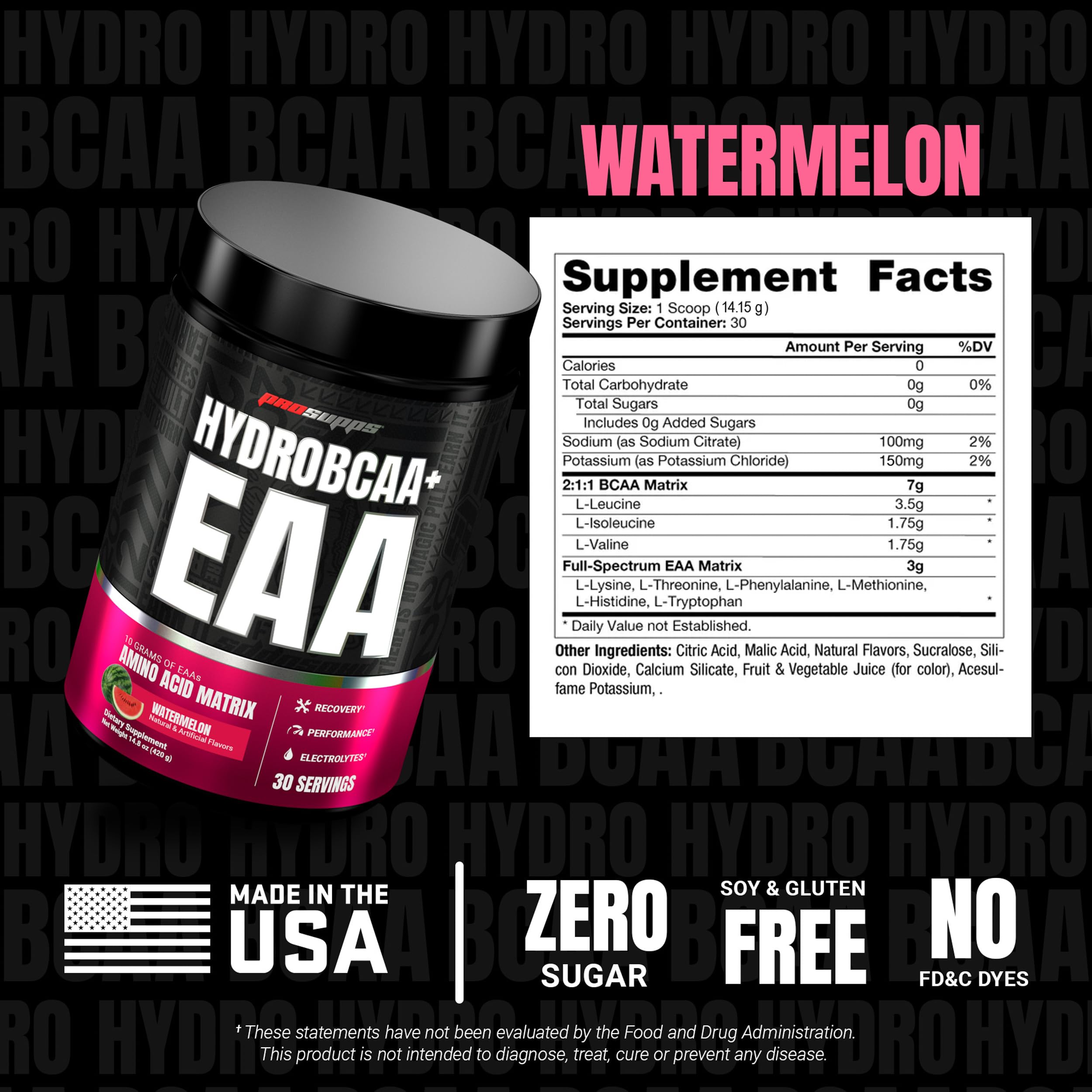 ProSupps HydroBCAA supplement nutritional information
