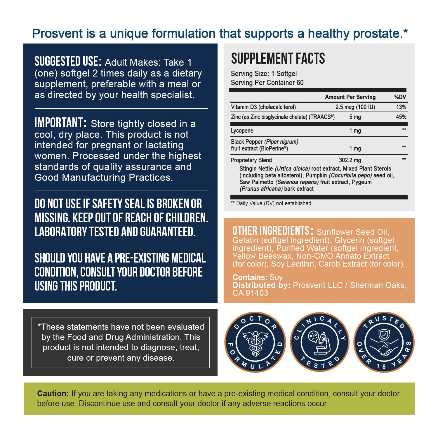 Prosvent Prostate Supplement soft gel capsules close-up