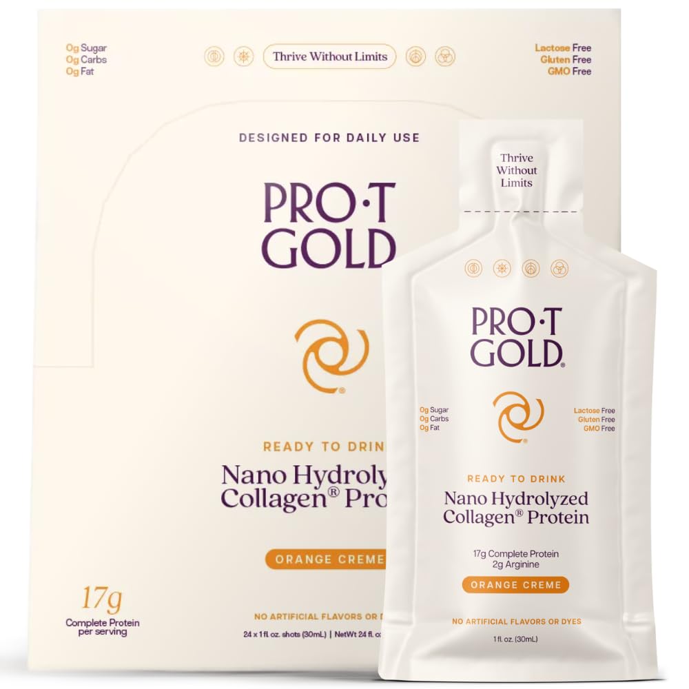 ProT Gold Liquid Collagen Protein Shot orange creme flavour pouch front view