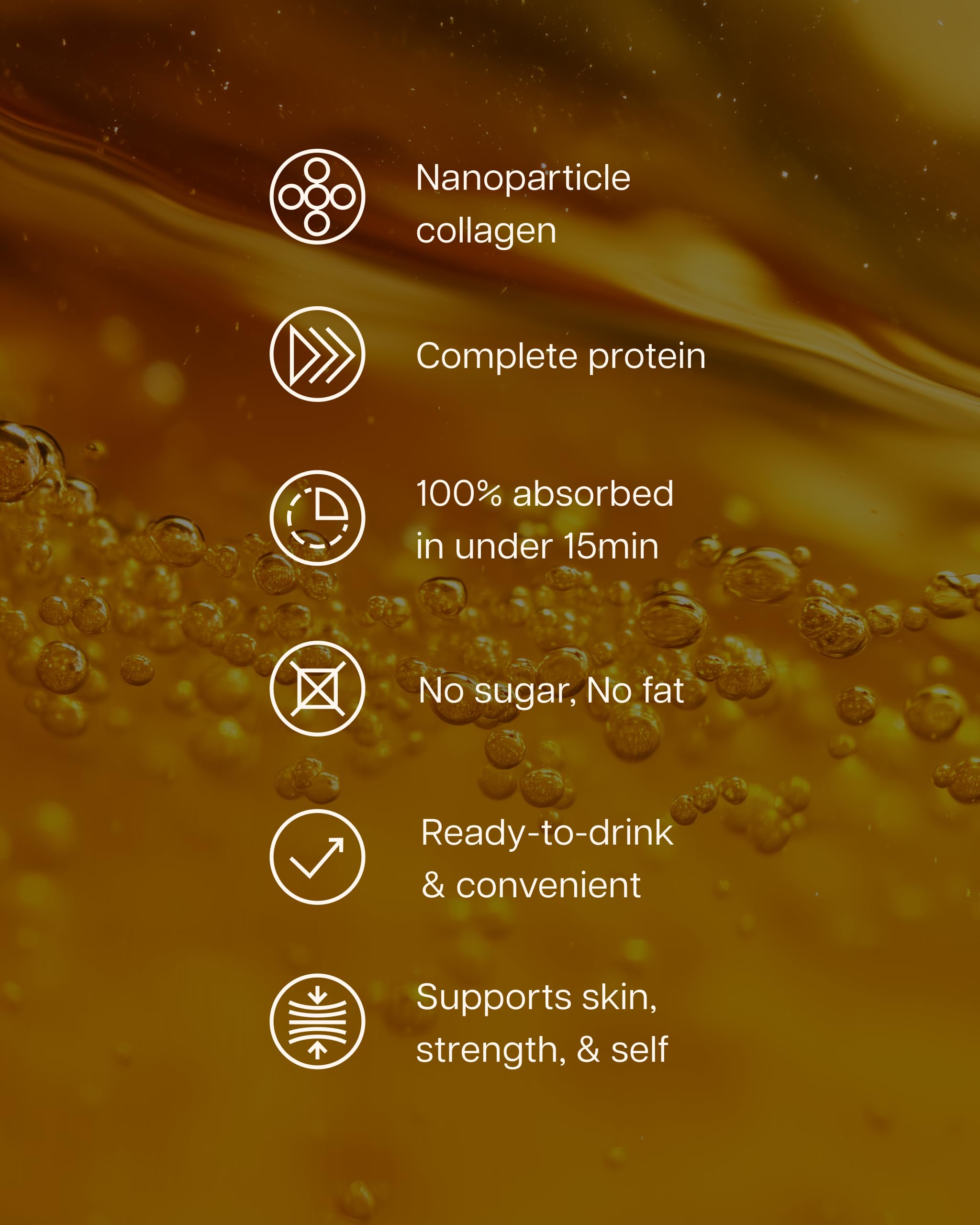 ProT Gold Liquid Collagen Protein Shot serving suggestion with pouch and glass