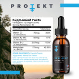 PROTEKT Liquid Vitamin B12 with D3 and K2 bottle side view