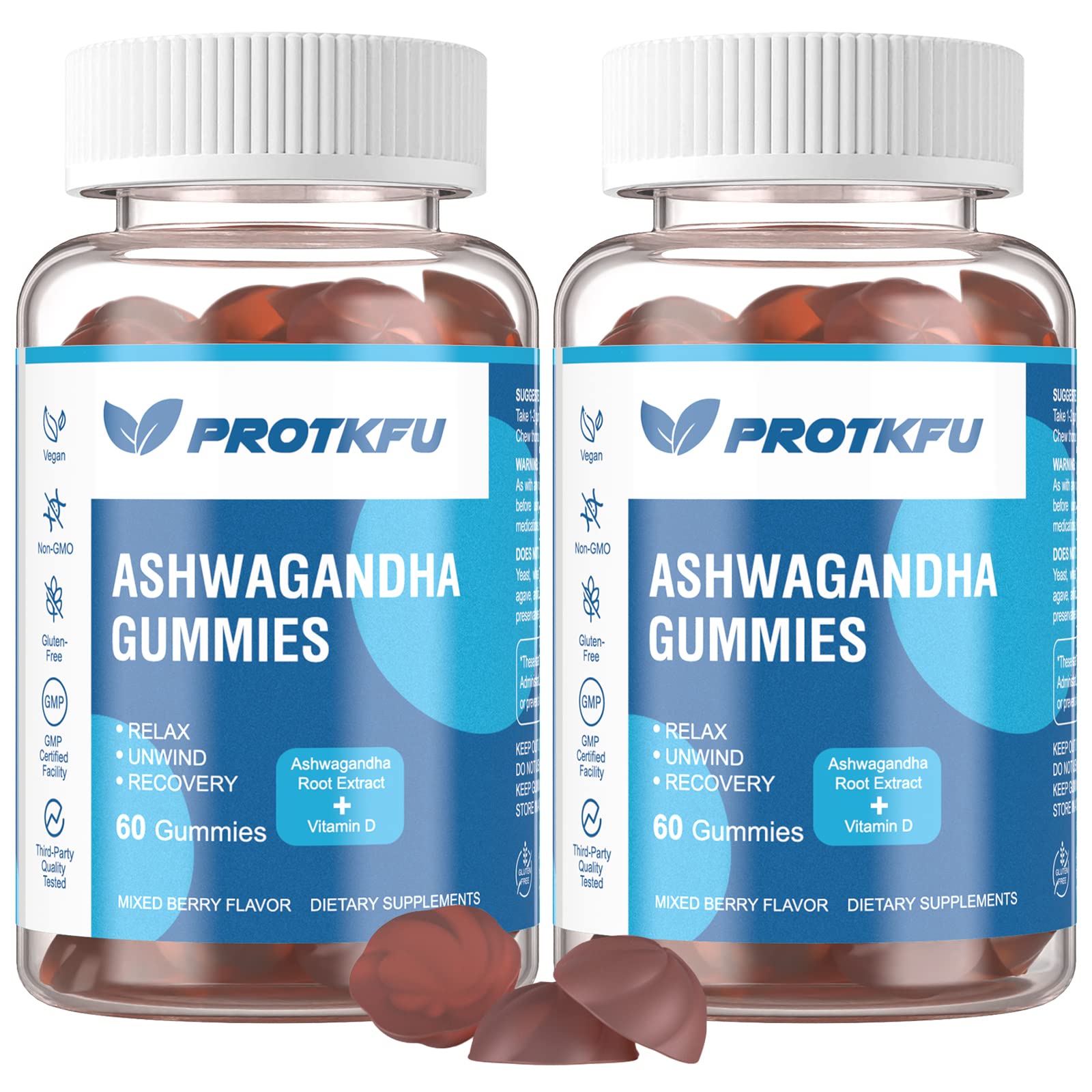 ProTKFU Ashwagandha Gummies pack front view with mixed berry flavour